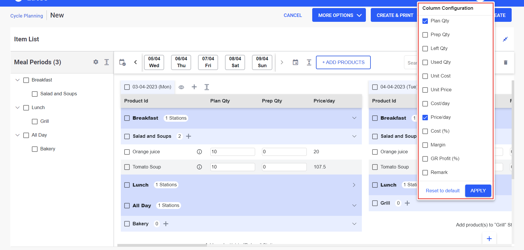 Configuring Cycle Plans